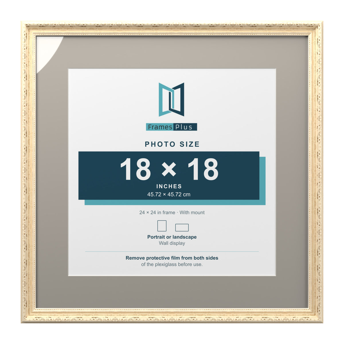 Louis Range Cream Picture, Photo & Poster Frame with Dawn Grey Mount - 24x24" Frame for 18x18" Photo, Cream