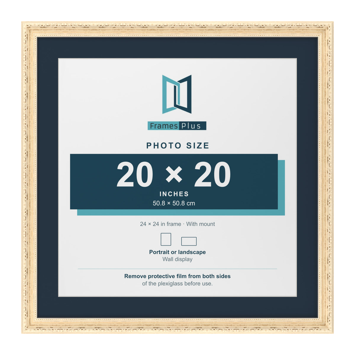 Louis Range Cream Picture, Photo & Poster Frame with Pacific Blue Mount - 24x24" Frame for 20x20" Photo, Cream