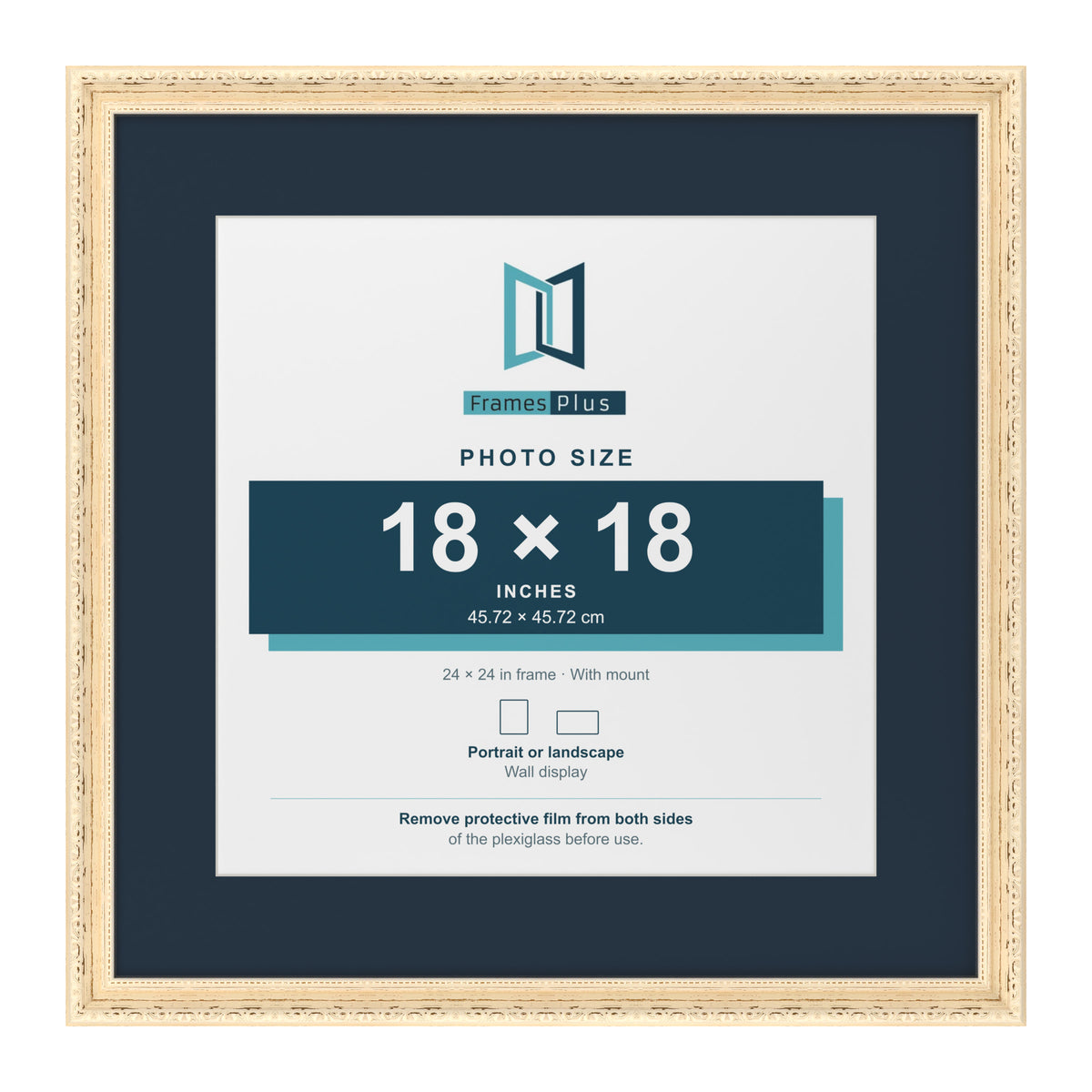 Louis Range Cream Picture, Photo & Poster Frame with Pacific Blue Mount - 24x24" Frame for 18x18" Photo, Cream