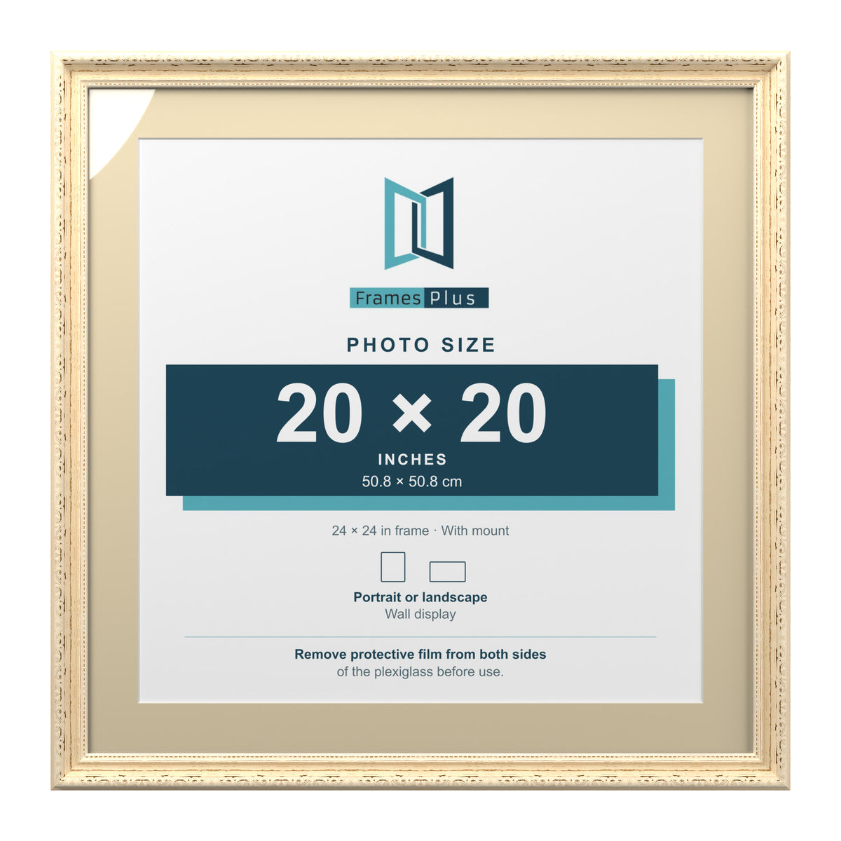 Louis Range Cream Picture, Photo & Poster Frame with Ivory Mount - 24x24" Frame for 20x20" Photo, Cream
