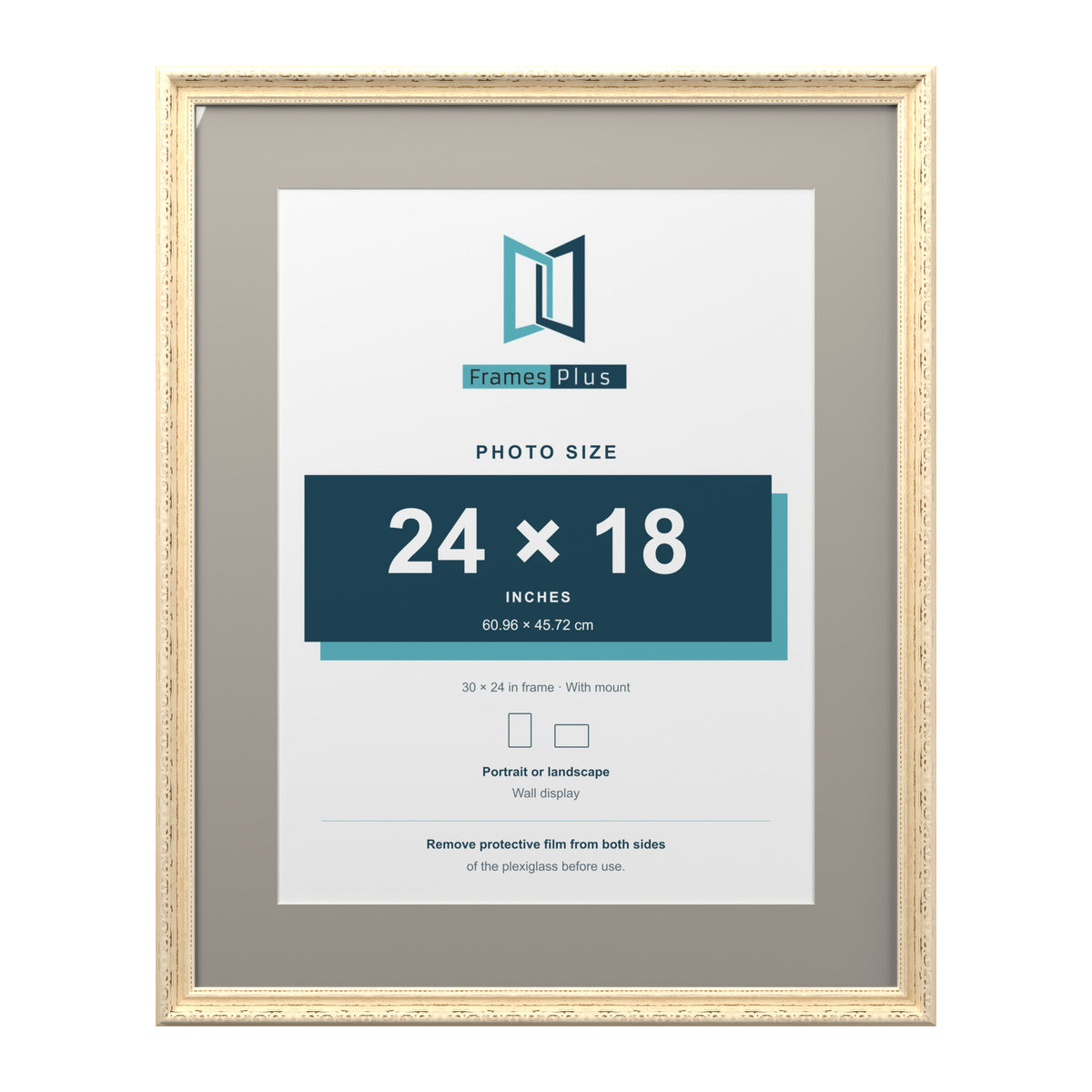 Louis Range Cream Picture, Photo & Poster Frame with Dawn Grey Mount - 30x24" Frame for 24x18" Photo, Cream