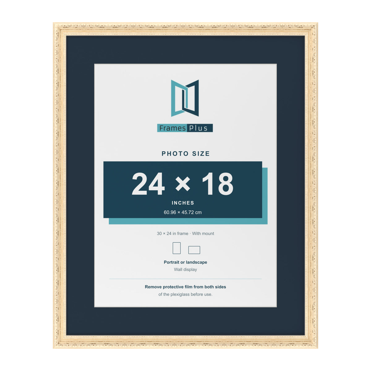 Louis Range Cream Picture, Photo & Poster Frame with Pacific Blue Mount - 30x24" Frame for 24x18" Photo, Cream