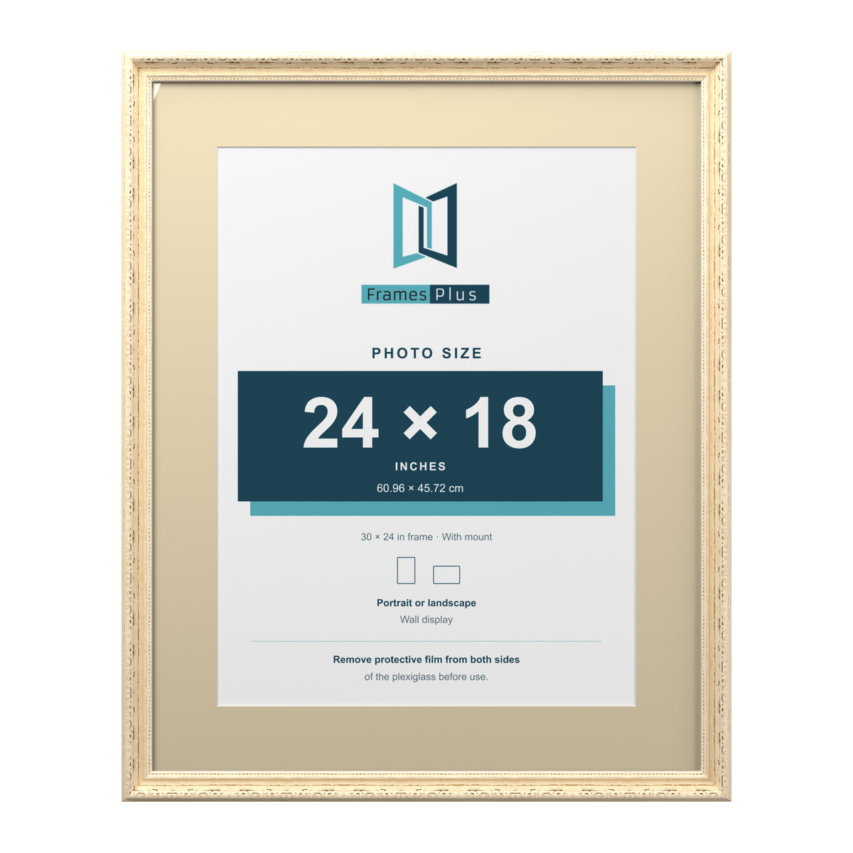 Louis Range Cream Picture, Photo & Poster Frame with Ivory Mount - 30x24" Frame for 24x18" Photo, Cream