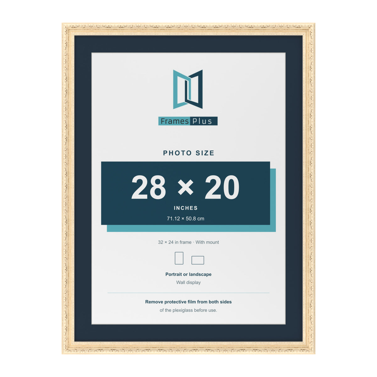 Louis Range Cream Picture, Photo & Poster Frame with Pacific Blue Mount - 32x24" Frame for 28x20" Photo, Cream