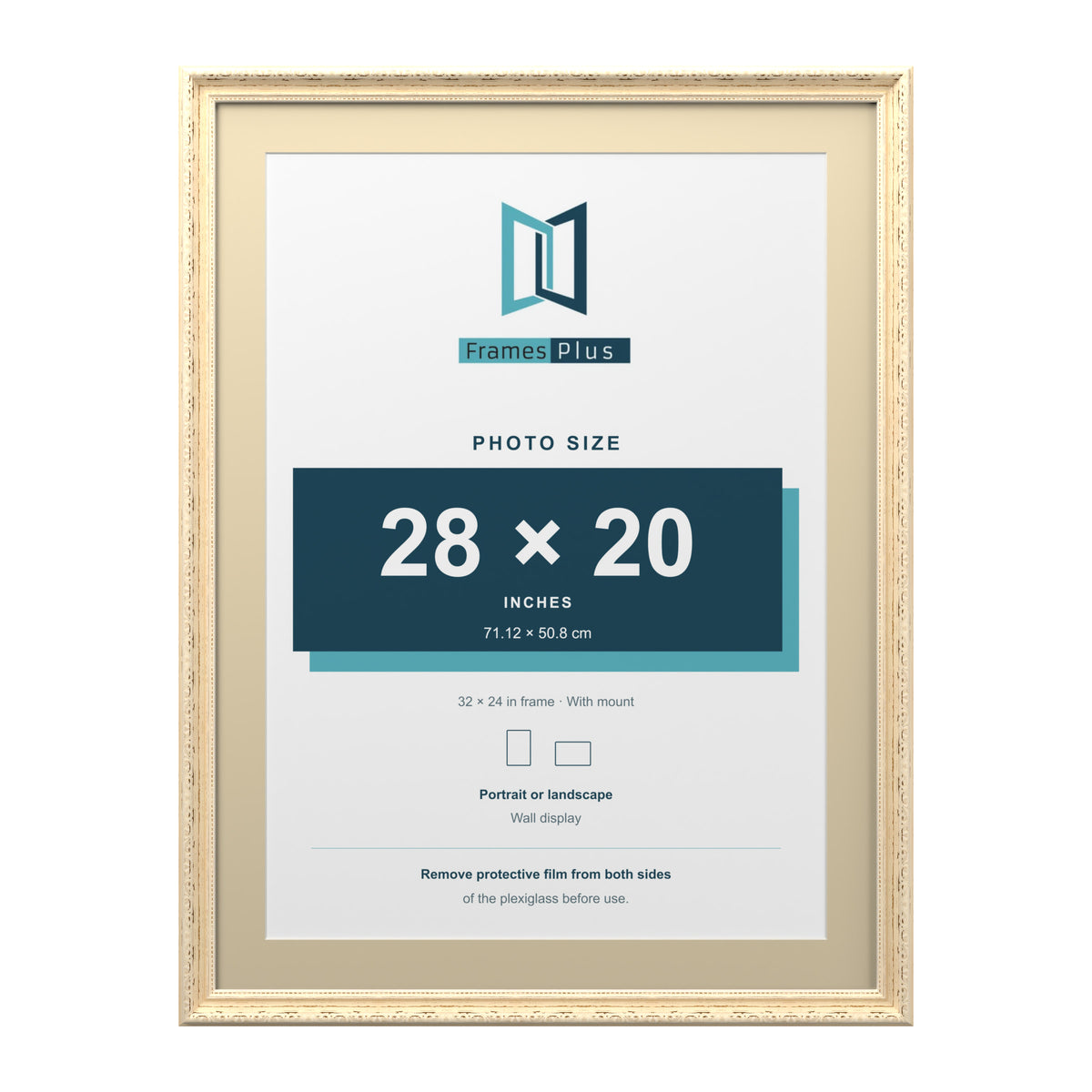 Louis Range Cream Picture, Photo & Poster Frame with Ivory Mount - 32x24" Frame for 28x20" Photo, Cream