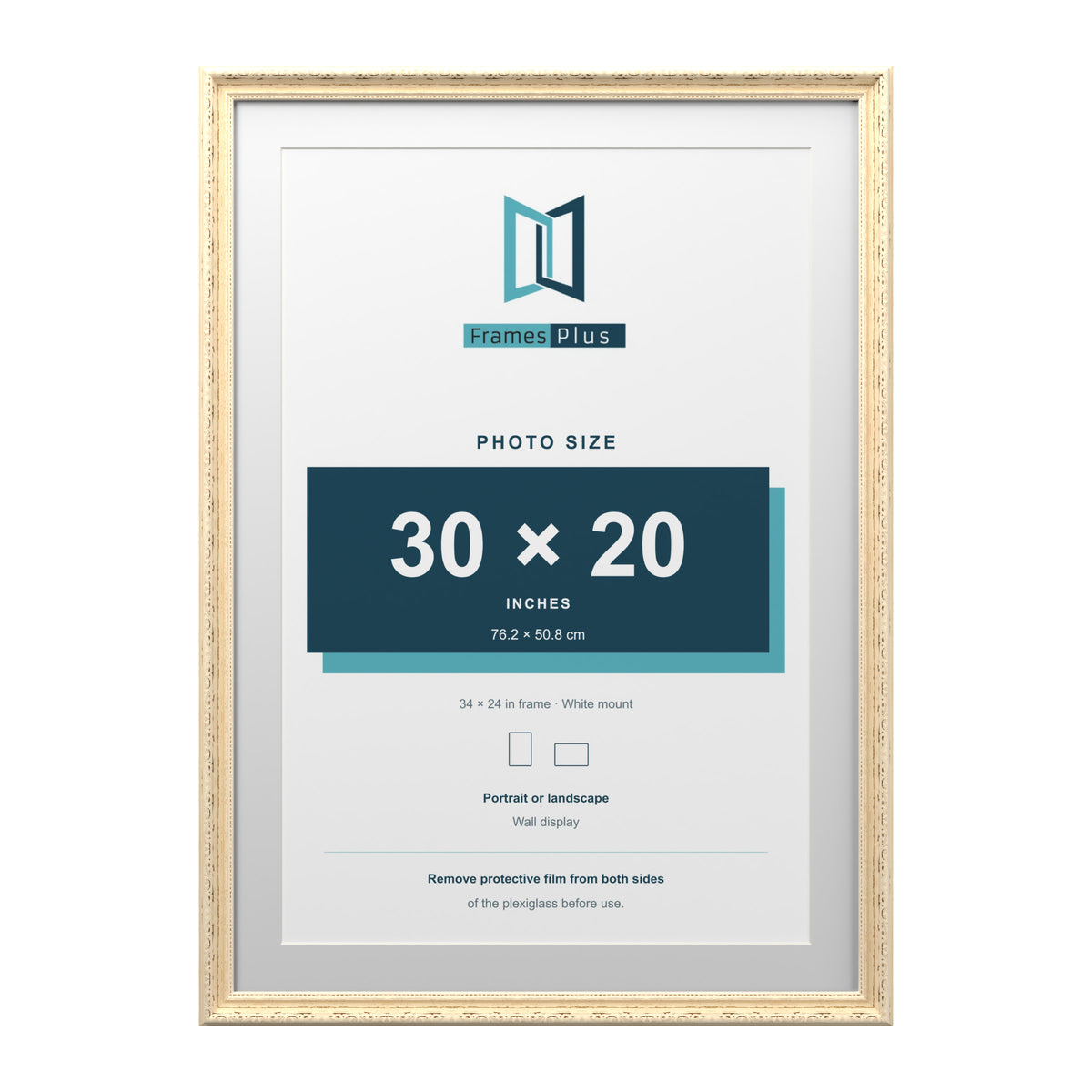 Louis Range Cream Picture, Photo & Poster Frame with White Mount - 34x24" Frame for 30x20" Photo, Cream