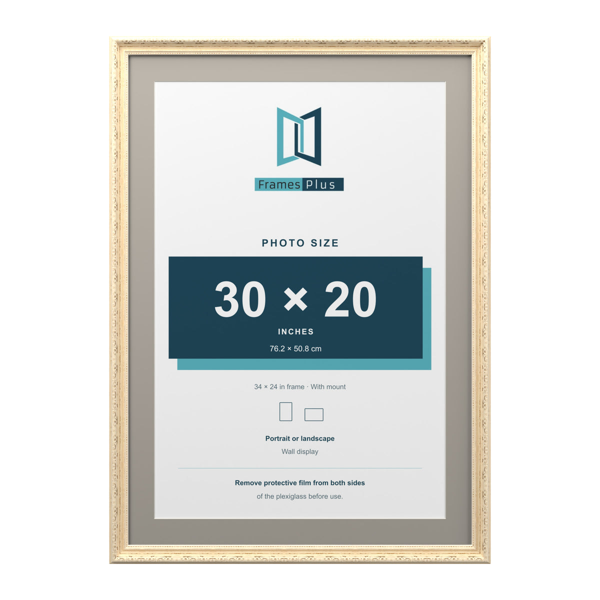 Louis Range Cream Picture, Photo & Poster Frame with Dawn Grey Mount - 34x24" Frame for 30x20" Photo, Cream