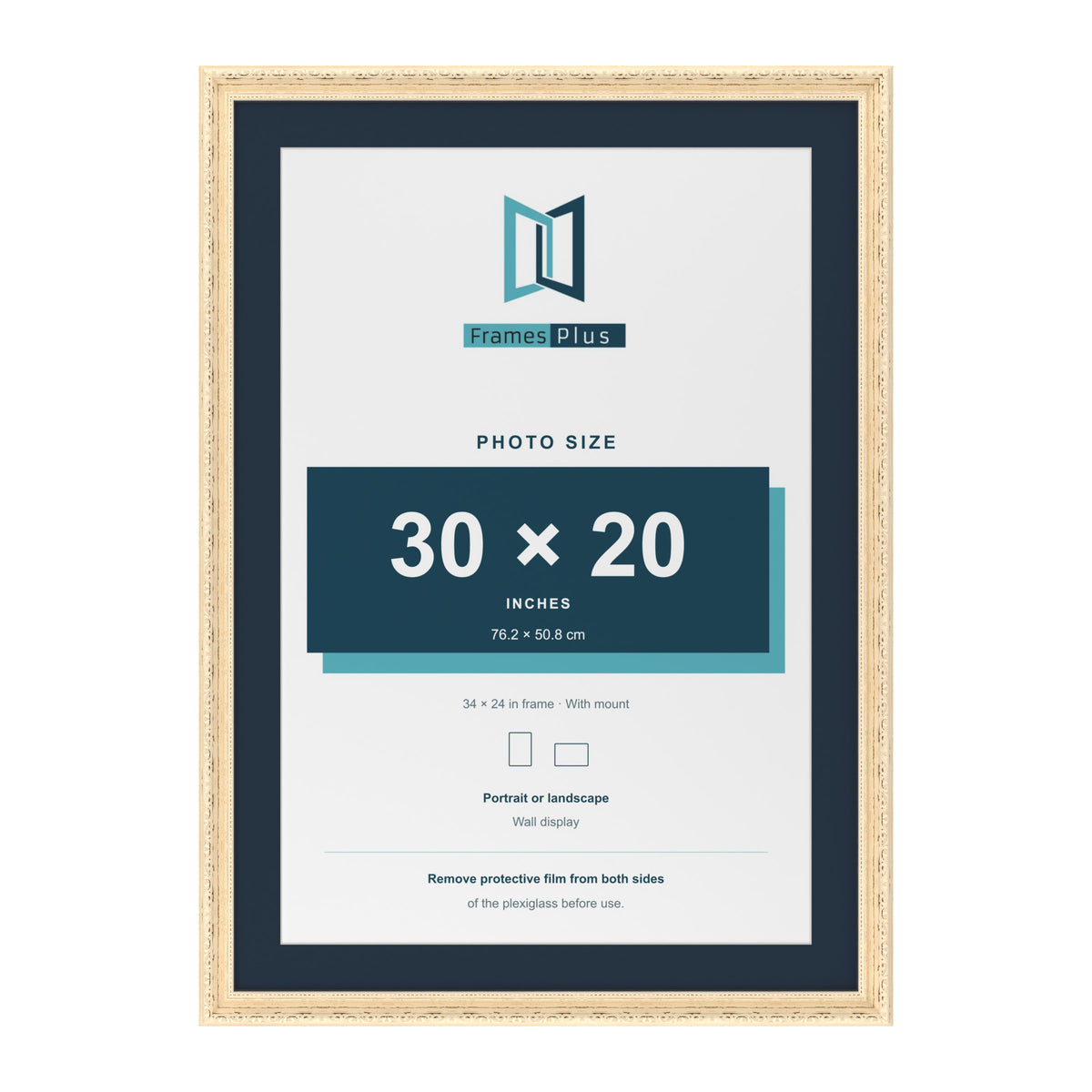 Louis Range Cream Picture, Photo & Poster Frame with Pacific Blue Mount - 34x24" Frame for 30x20" Photo, Cream