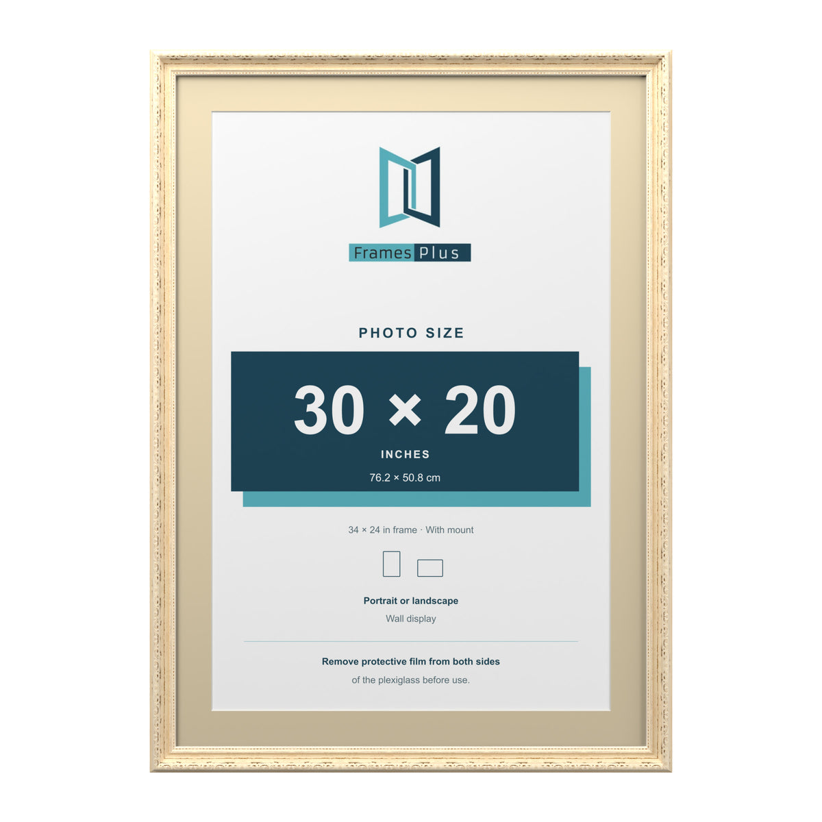 Louis Range Cream Picture, Photo & Poster Frame with Ivory Mount - 34x24" Frame for 30x20" Photo, Cream