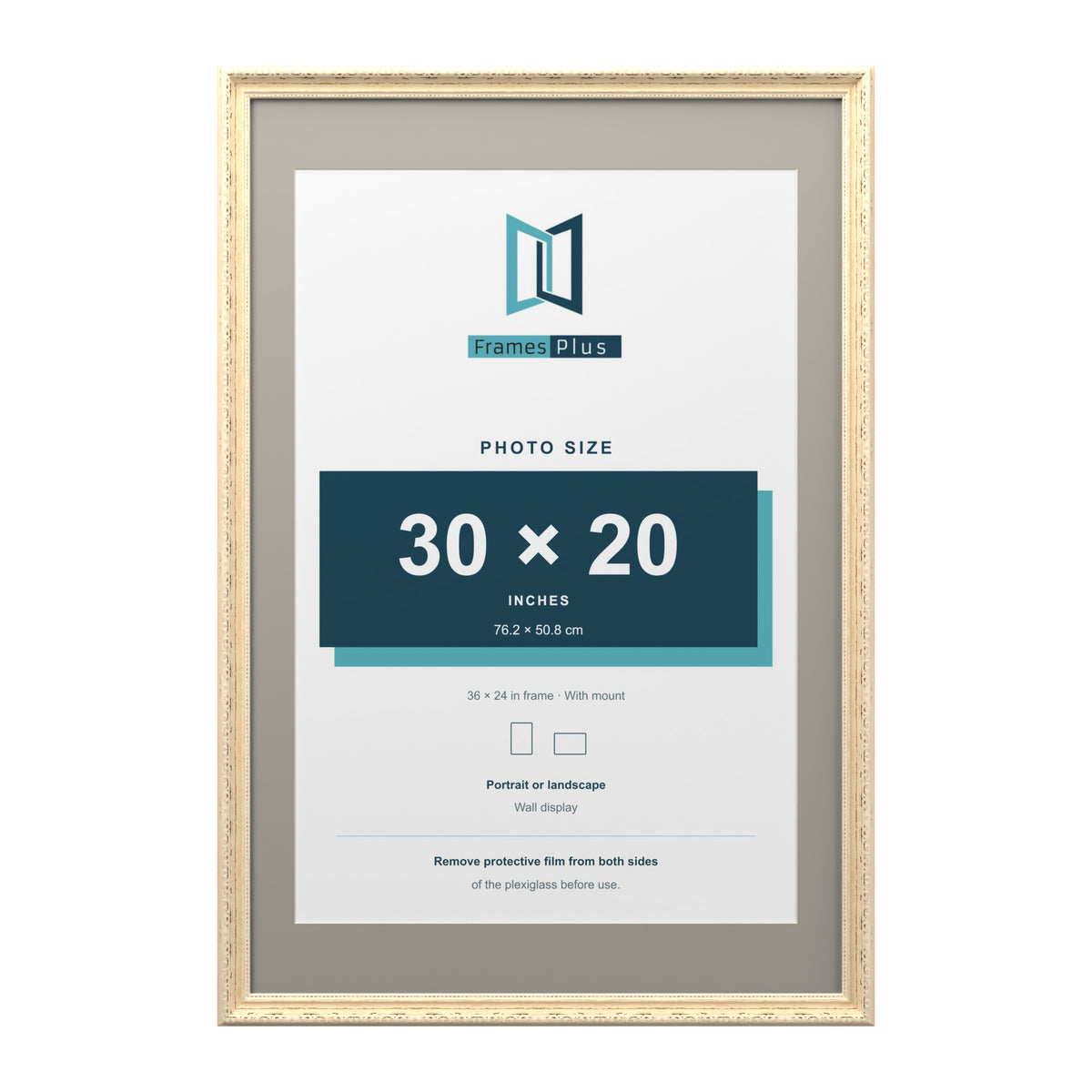 Louis Range Cream Picture, Photo & Poster Frame with Dawn Grey Mount - 36x24" Frame for 30x20" Photo, Cream