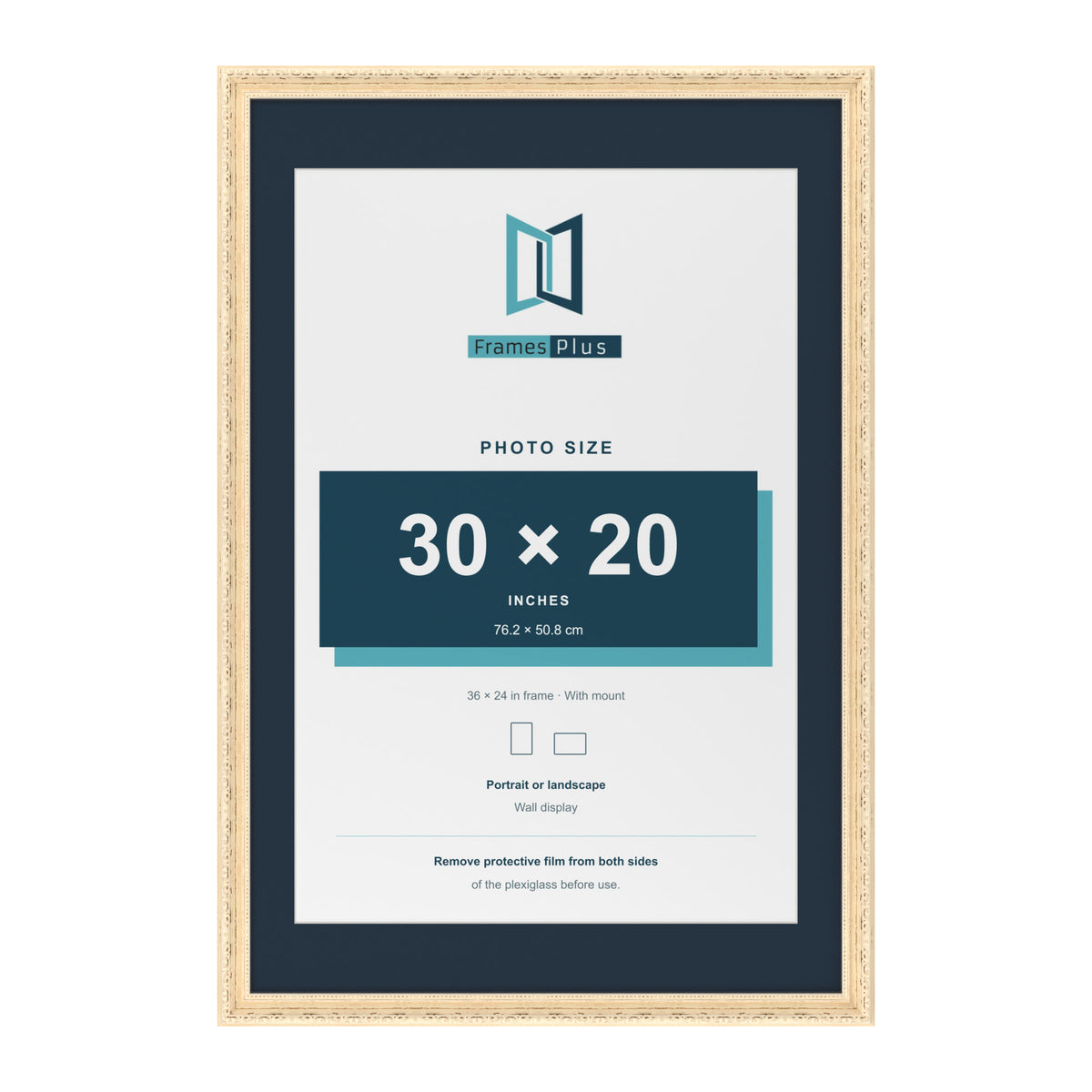 Louis Range Cream Picture, Photo & Poster Frame with Pacific Blue Mount - 36x24" Frame for 30x20" Photo, Cream
