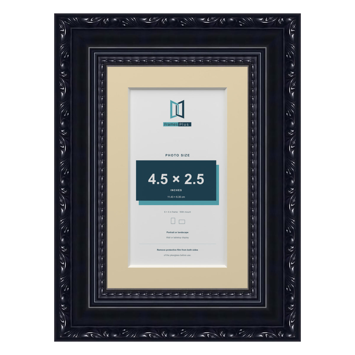 Louis Range Black Picture, Photo & Poster Frame with Ivory Mount - 6x4" Frame for 4.5x2.5" Photo, Black