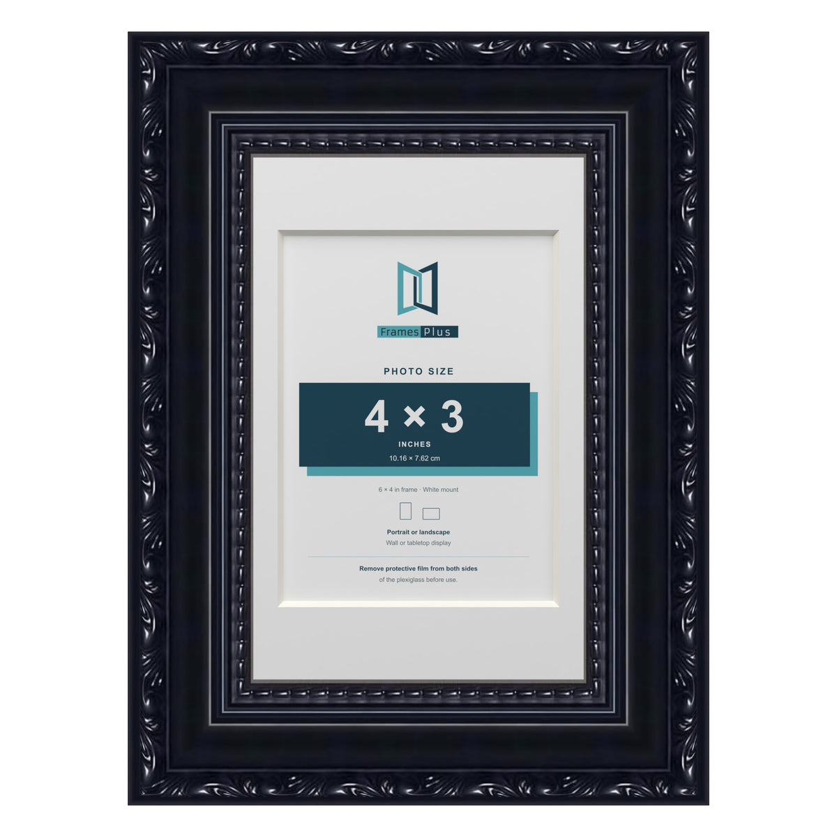 Louis Range Black Picture, Photo & Poster Frame with White Mount - 6x4" Frame for 4x3" Photo, Black