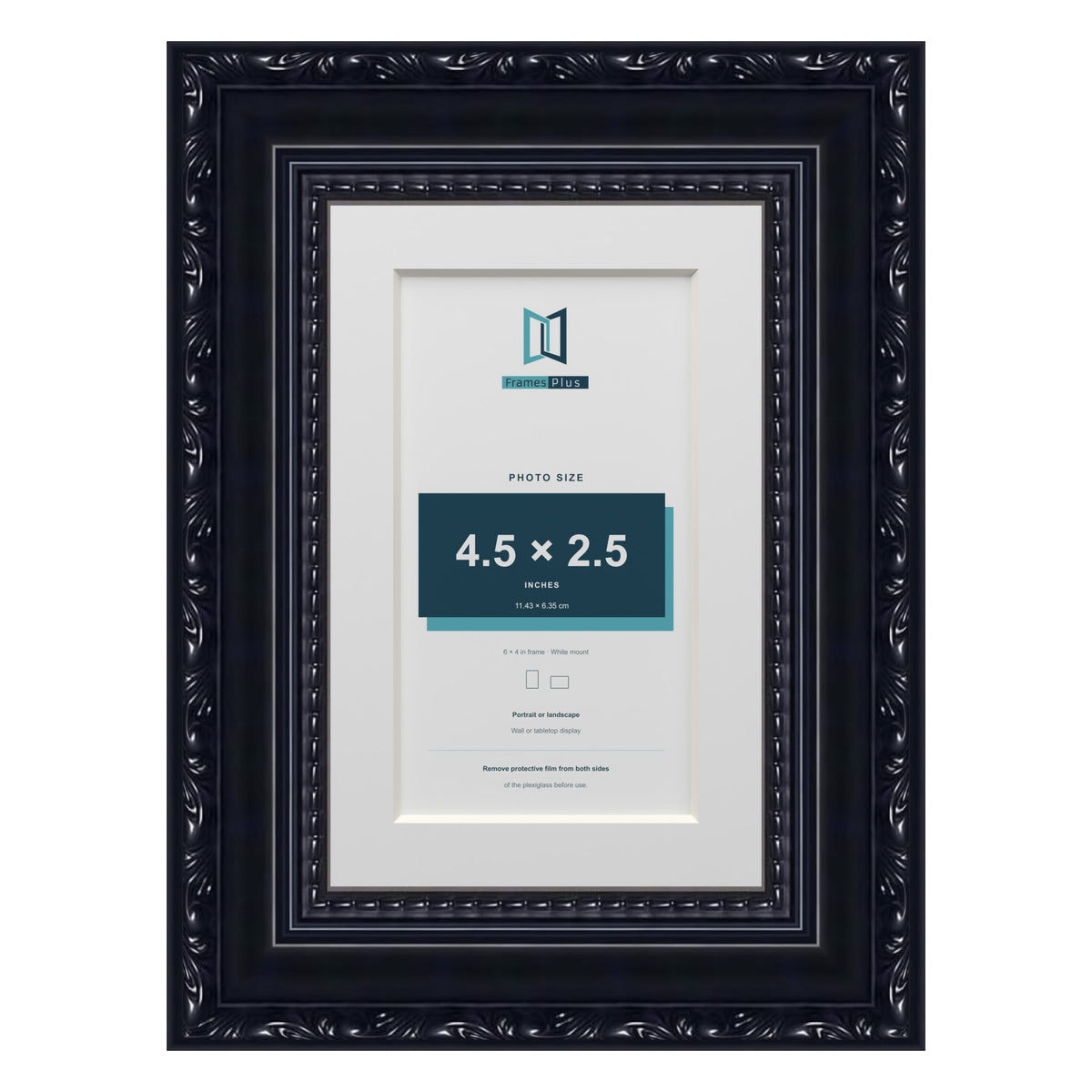 Louis Range Black Picture, Photo & Poster Frame with White Mount - 6x4" Frame for 4.5x2.5" Photo, Black