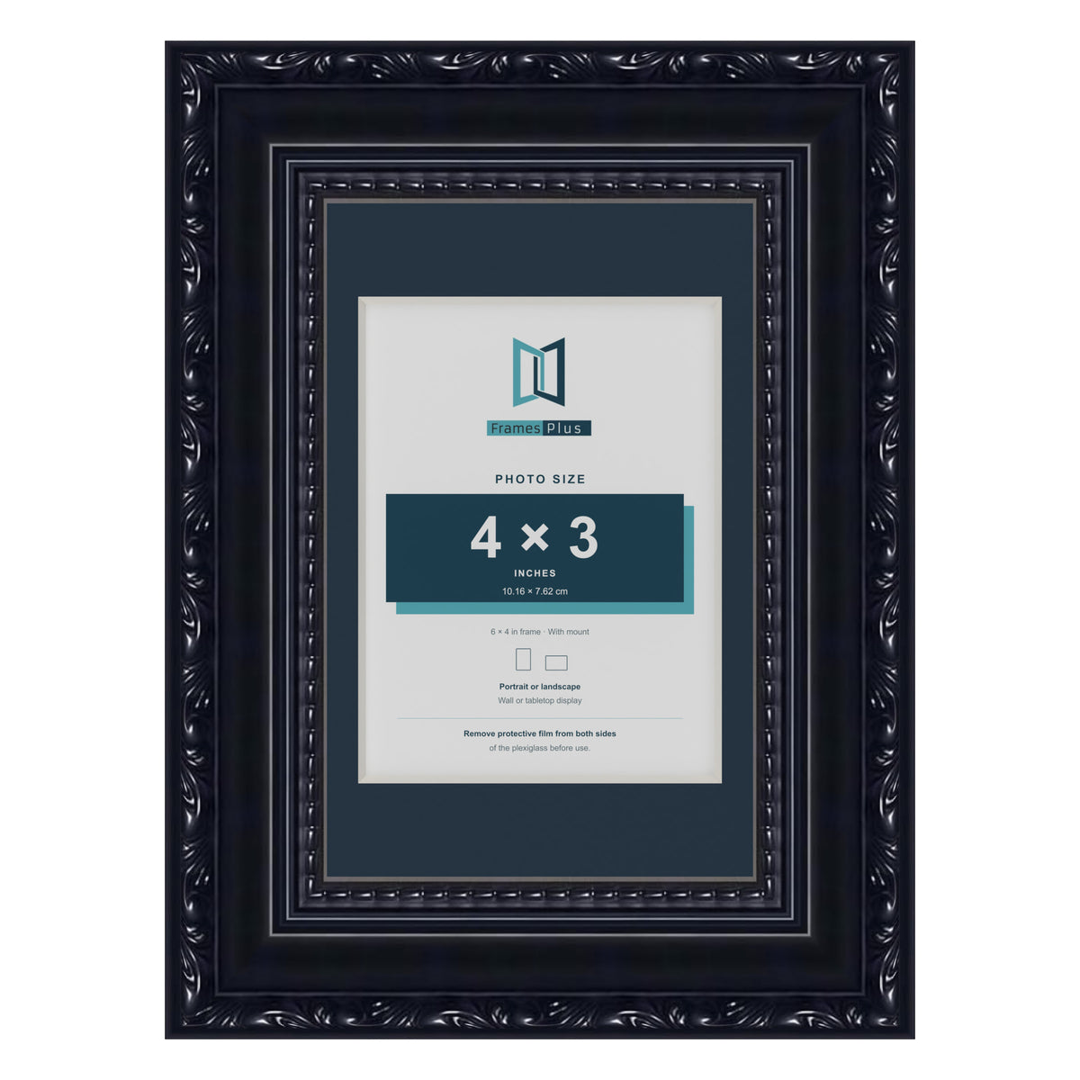 Louis Range Black Picture, Photo & Poster Frame with Pacific Blue Mount - 6x4" Frame for 4x3" Photo, Black