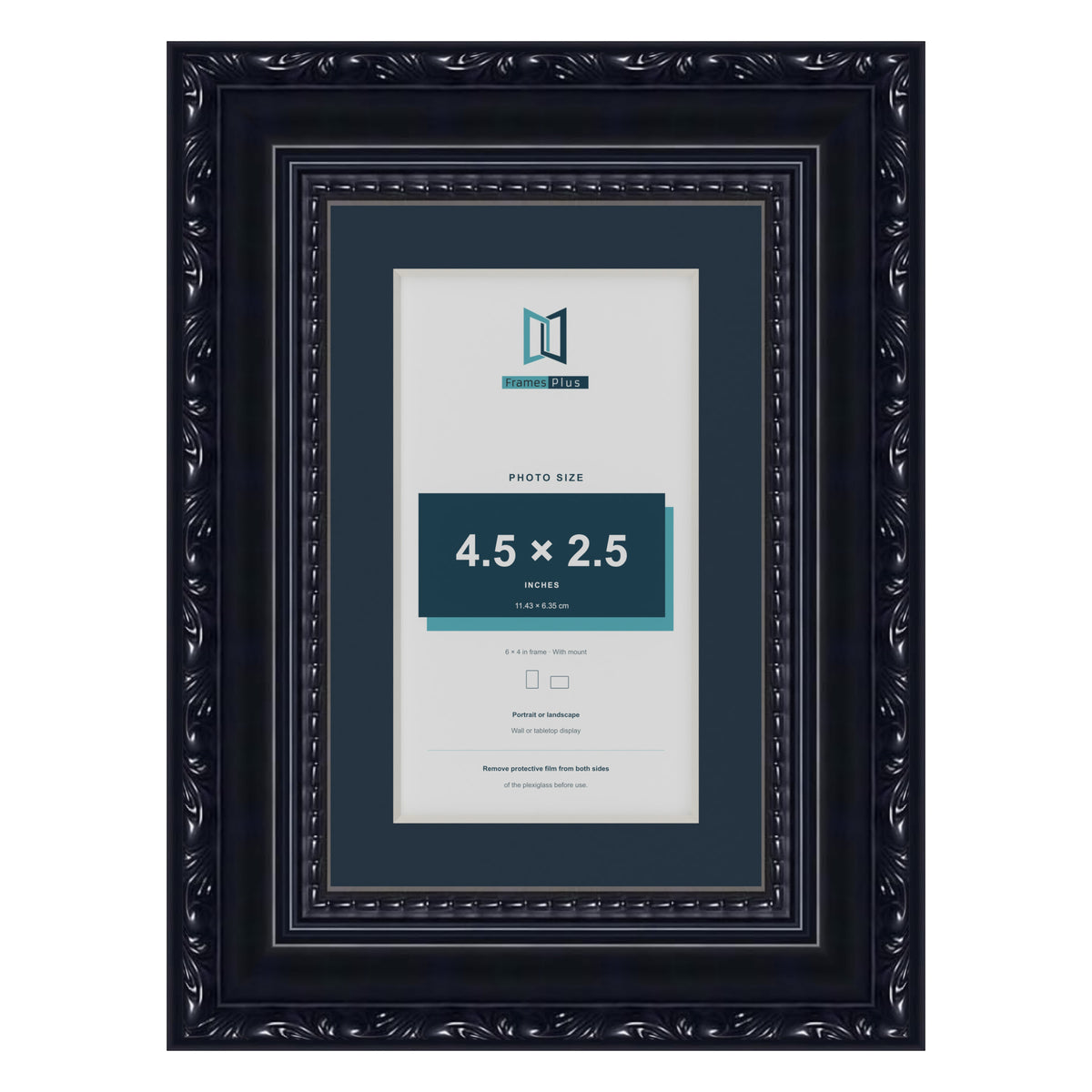 Louis Range Black Picture, Photo & Poster Frame with Pacific Blue Mount - 6x4" Frame for 4.5x2.5" Photo, Black