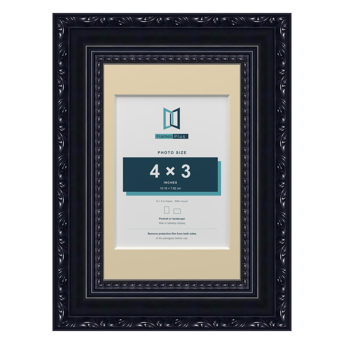 Louis Range Black Picture, Photo & Poster Frame with Ivory Mount - 6x4" Frame for 4x3" Photo, Black