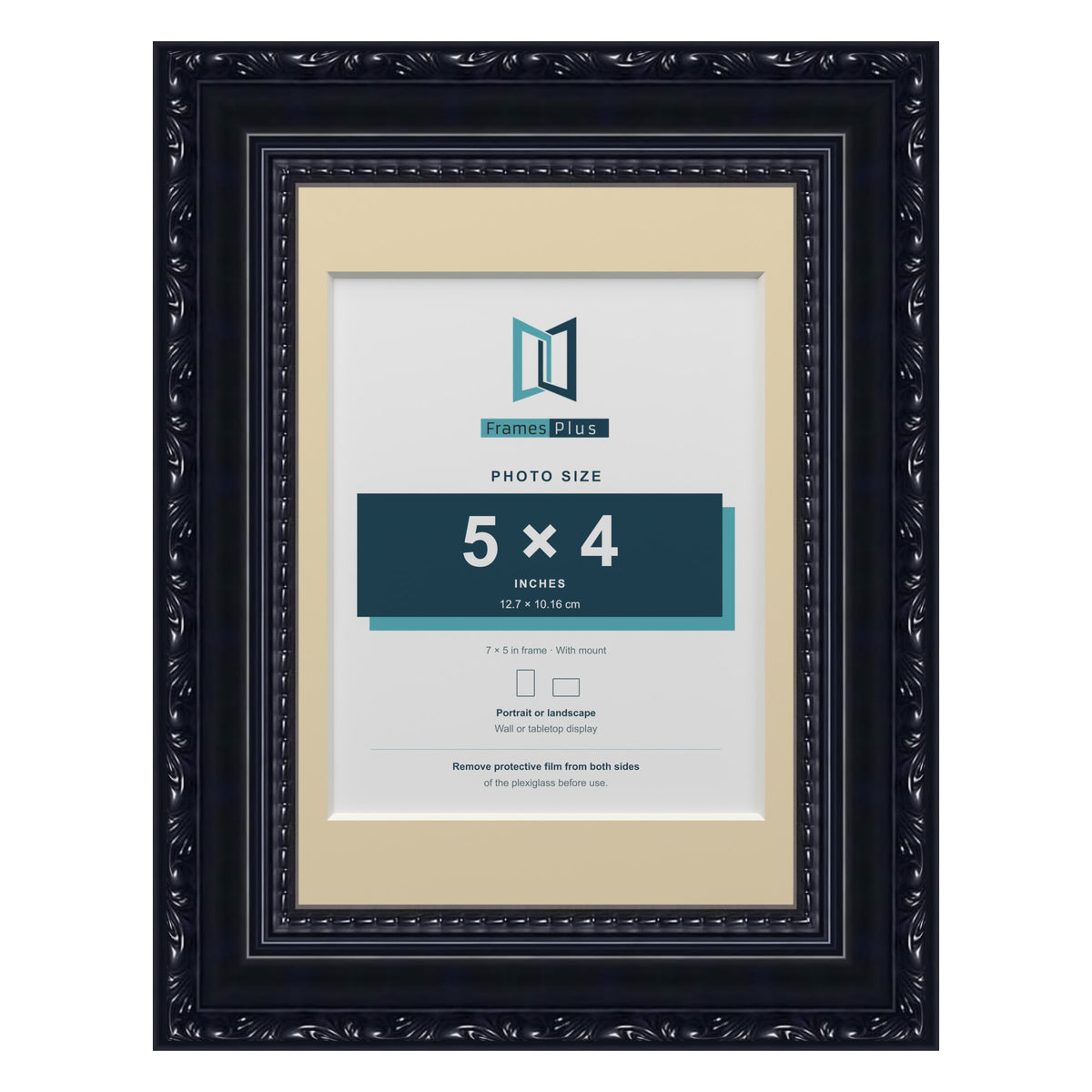 Louis Range Black Picture, Photo & Poster Frame with Ivory Mount - 7x5" Frame for 5x4" Photo, Black