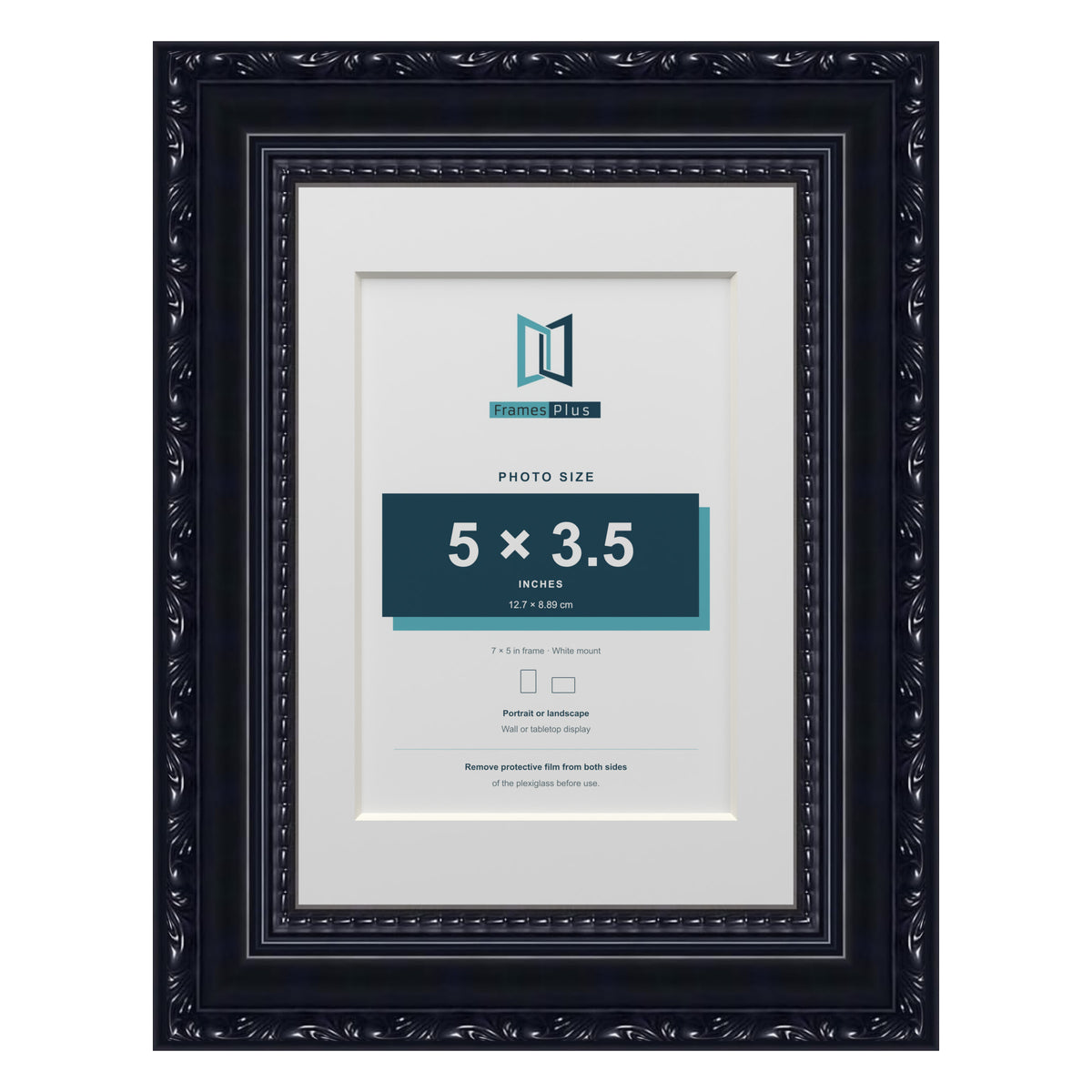 Louis Range Black Picture, Photo & Poster Frame with White Mount - 7x5" Frame for 5x3.5" Photo, Black