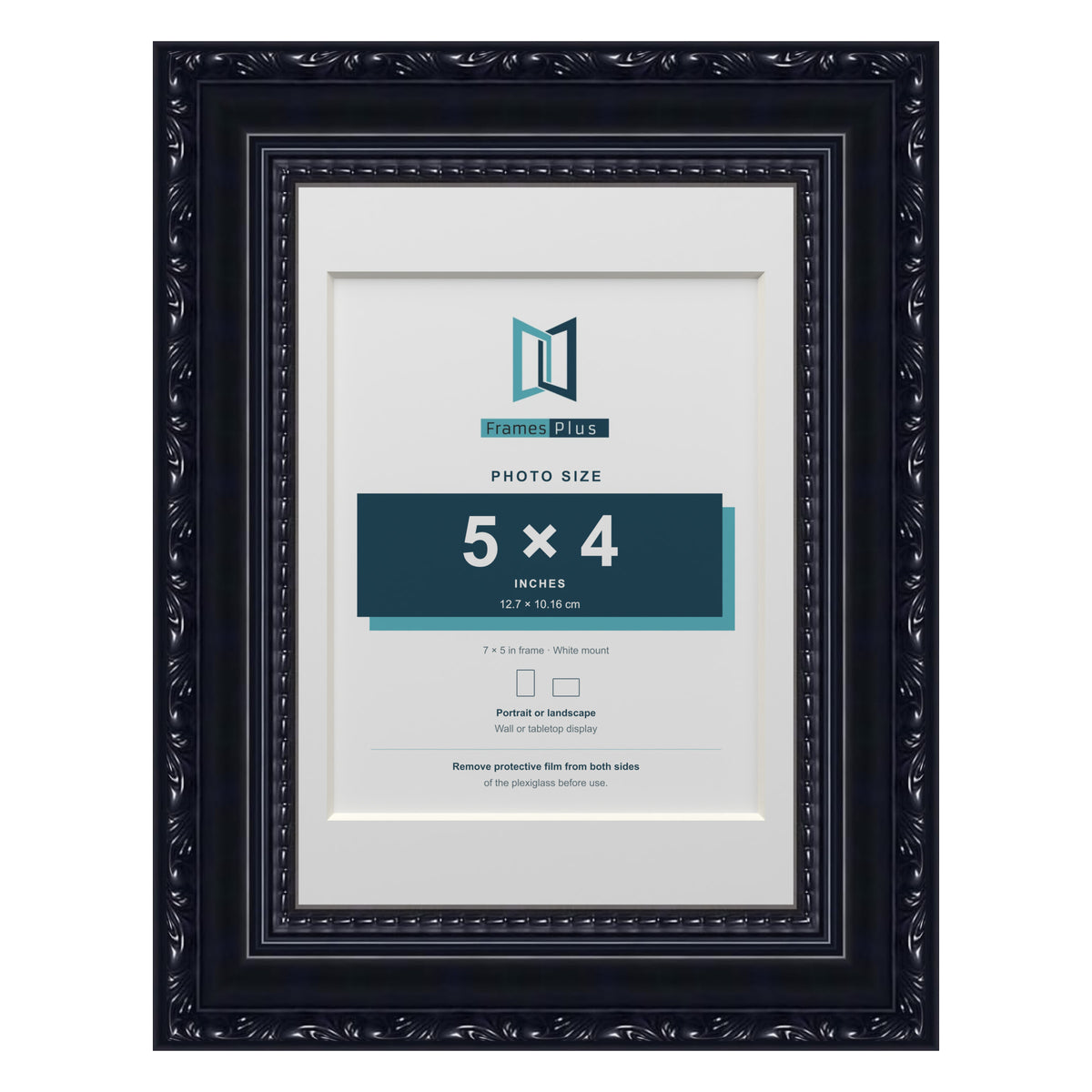 Louis Range Black Picture, Photo & Poster Frame with White Mount - 7x5" Frame for 5x4" Photo, Black