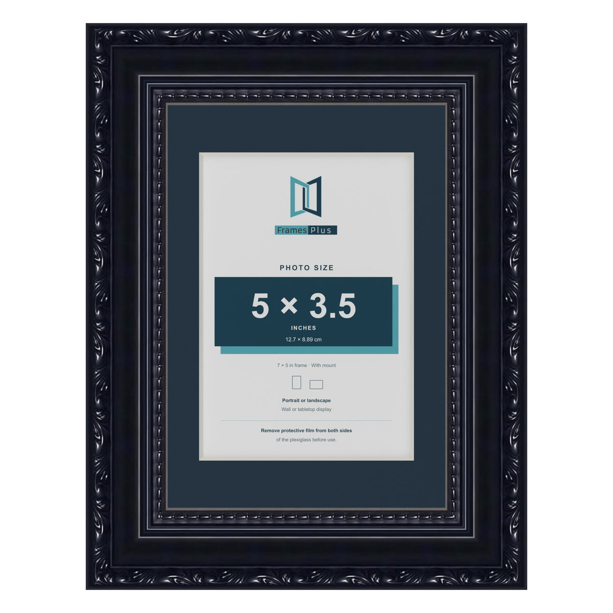 Louis Range Black Picture, Photo & Poster Frame with Pacific Blue Mount - 7x5" Frame for 5x3.5" Photo, Black