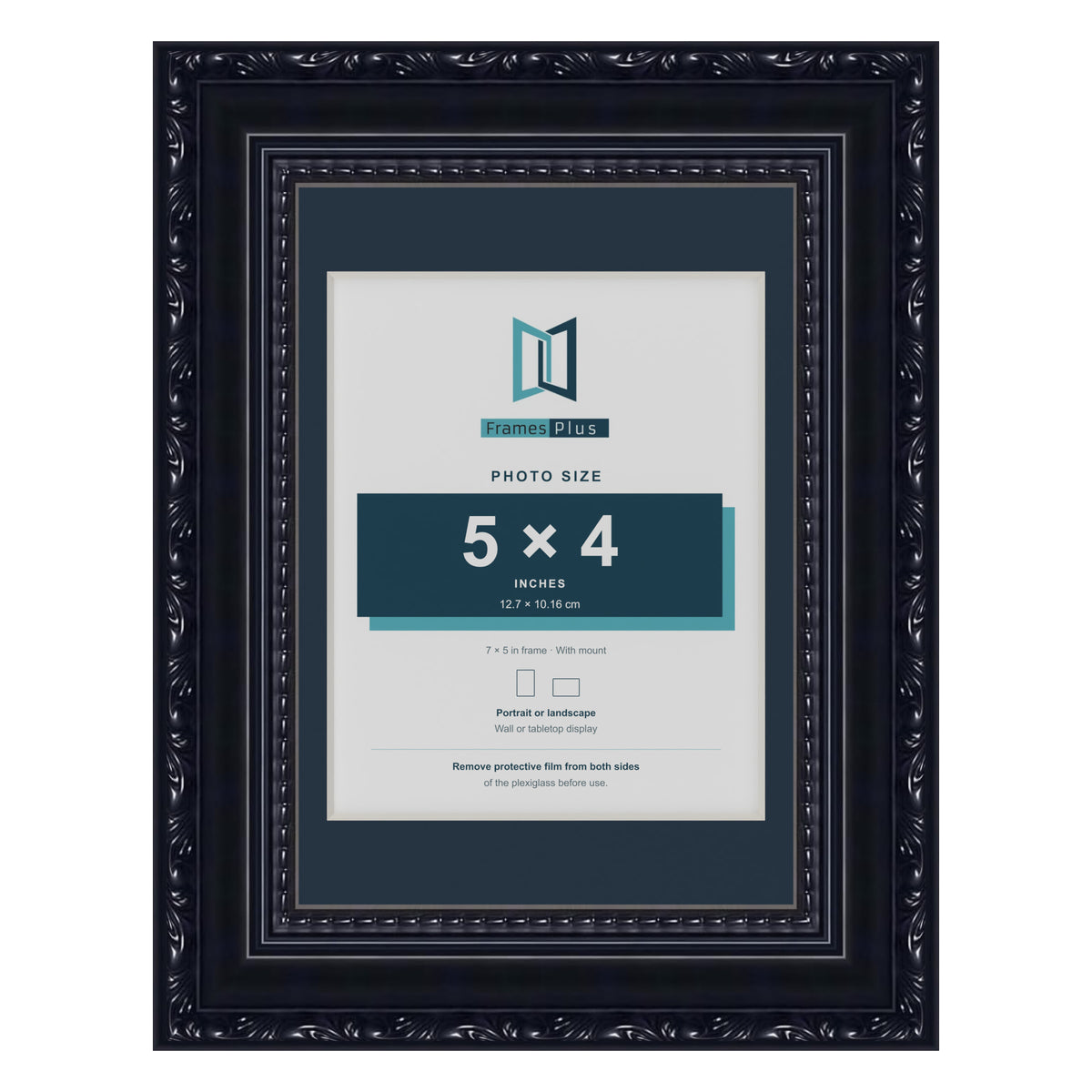 Louis Range Black Picture, Photo & Poster Frame with Pacific Blue Mount - 7x5" Frame for 5x4" Photo, Black