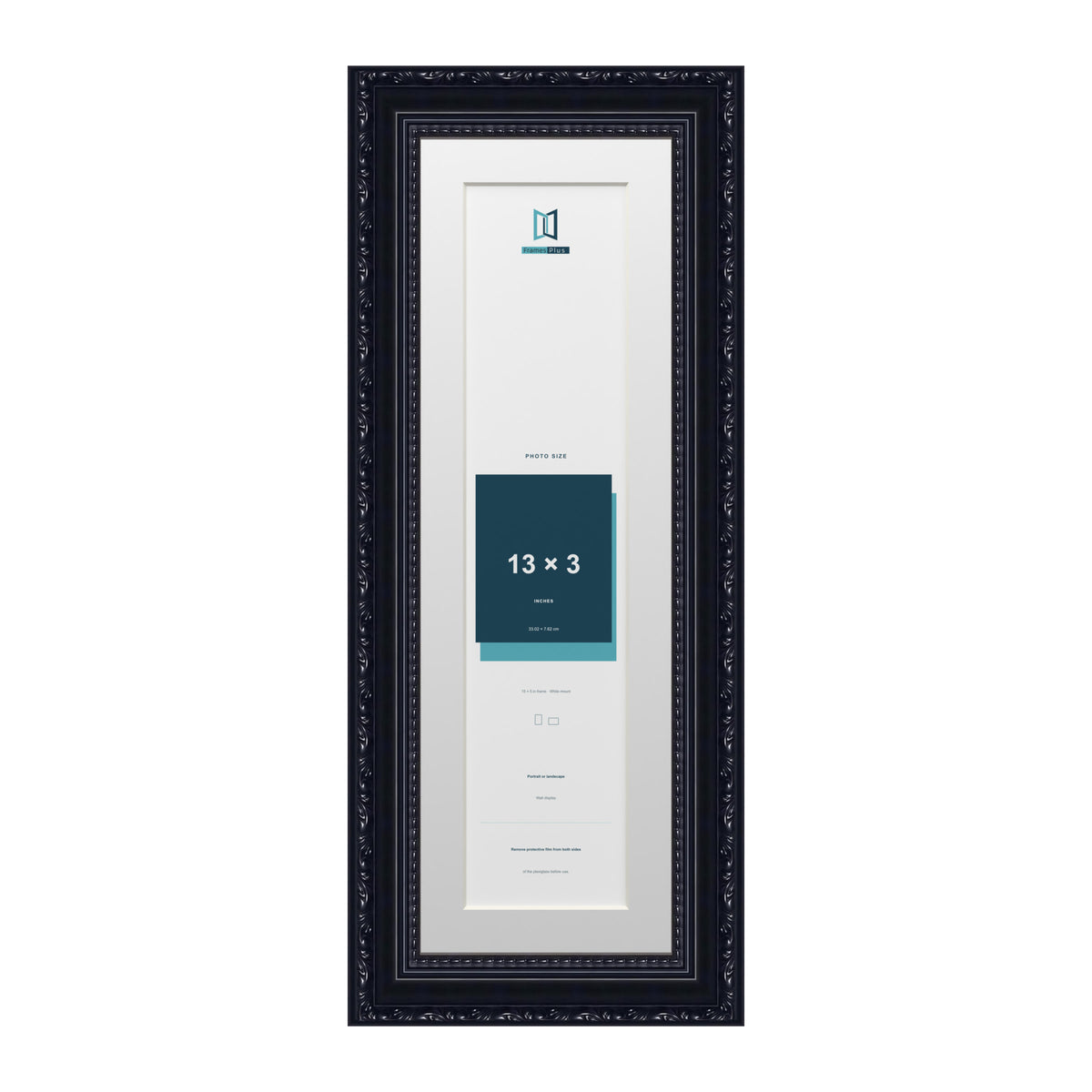 Louis Range Black Picture, Photo & Poster Frame with White Mount - 15x5" Frame for 13x3" Photo, Black