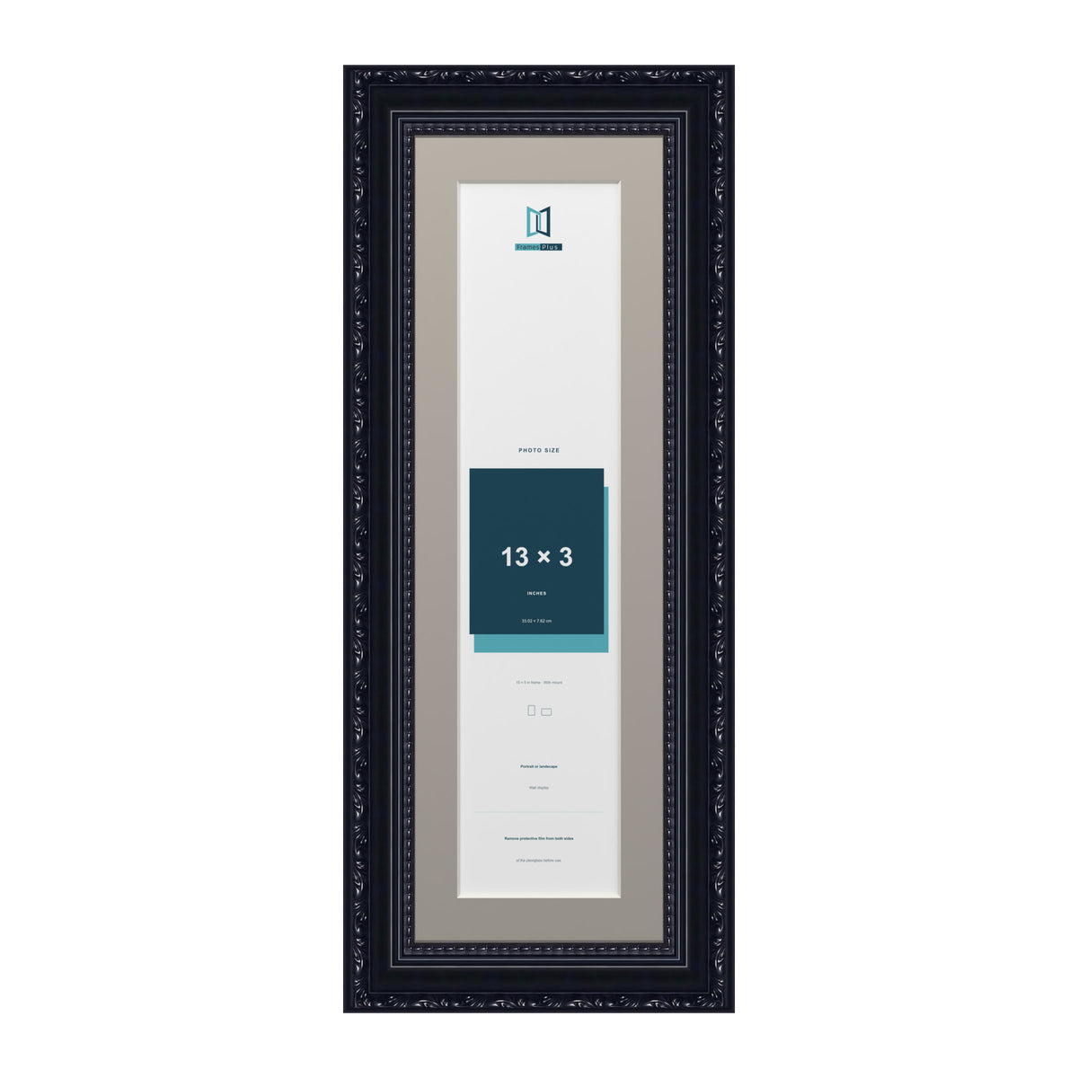 Louis Range Black Picture, Photo & Poster Frame with Dawn Grey Mount - 15x5" Frame for 13x3" Photo, Black