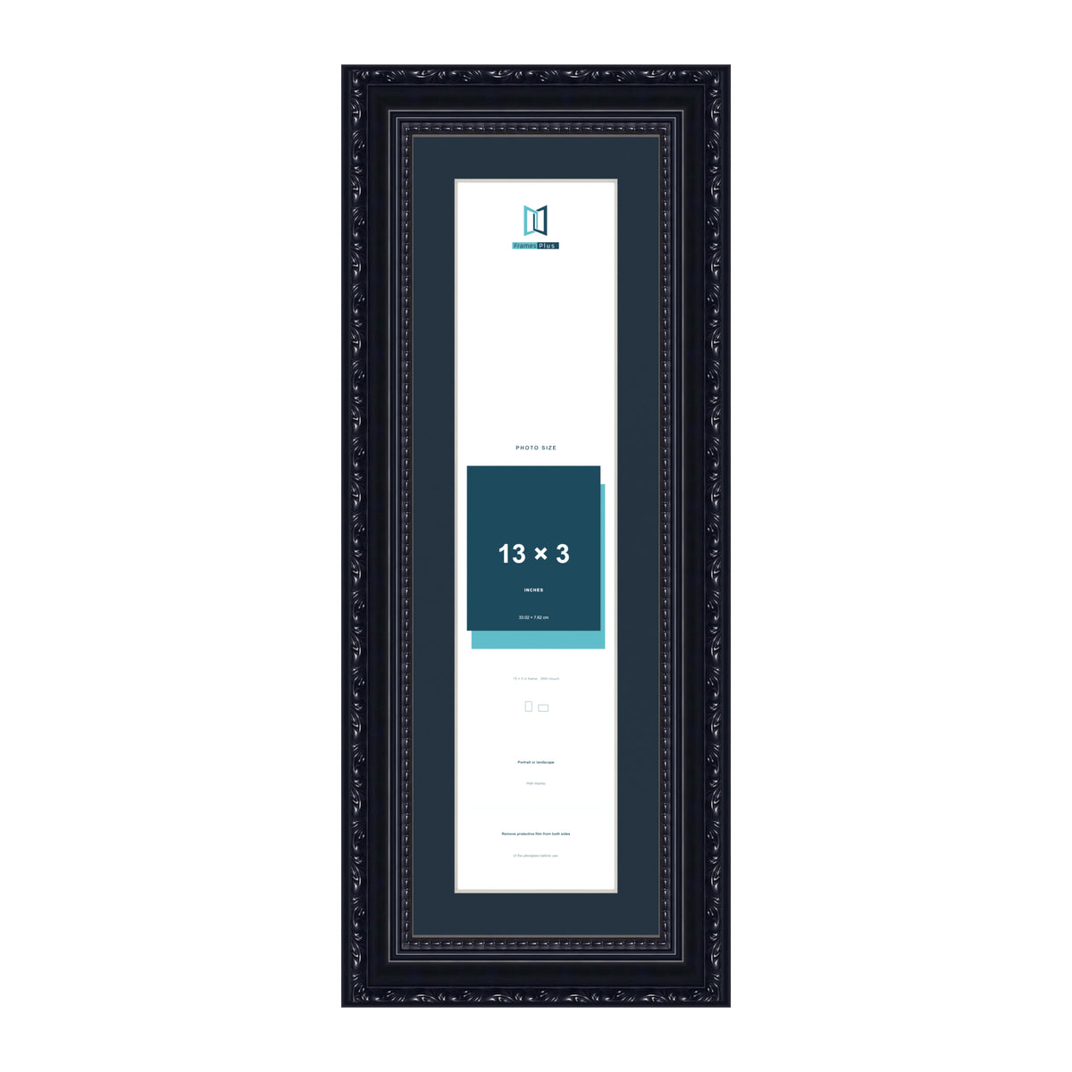 Louis Range Black Picture, Photo & Poster Frame with Pacific Blue Mount - 15x5" Frame for 13x3" Photo, Black