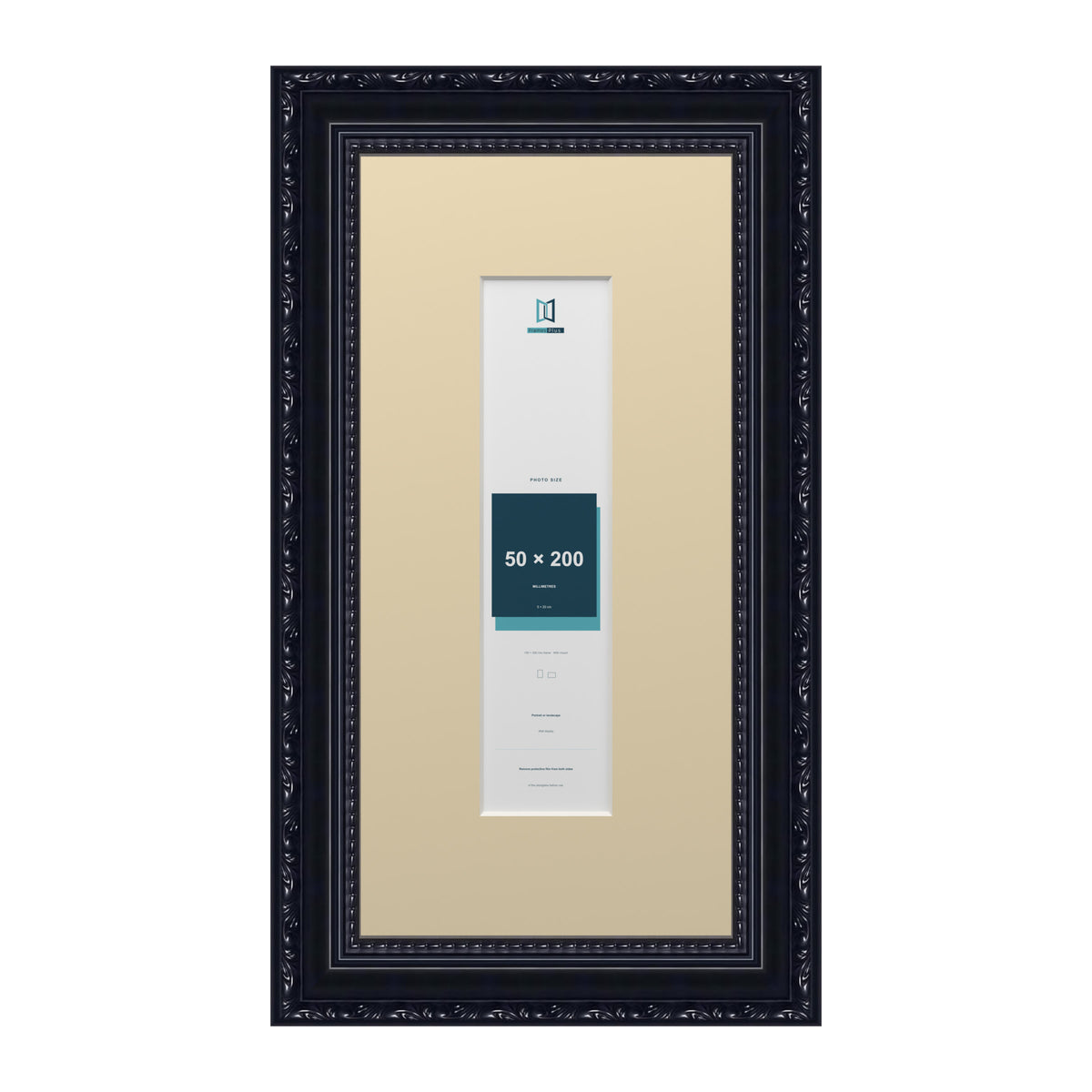Louis Range Black Picture, Photo & Poster Frame with Ivory Mount - 30x15cm Frame for 20x5cm Photo, Black