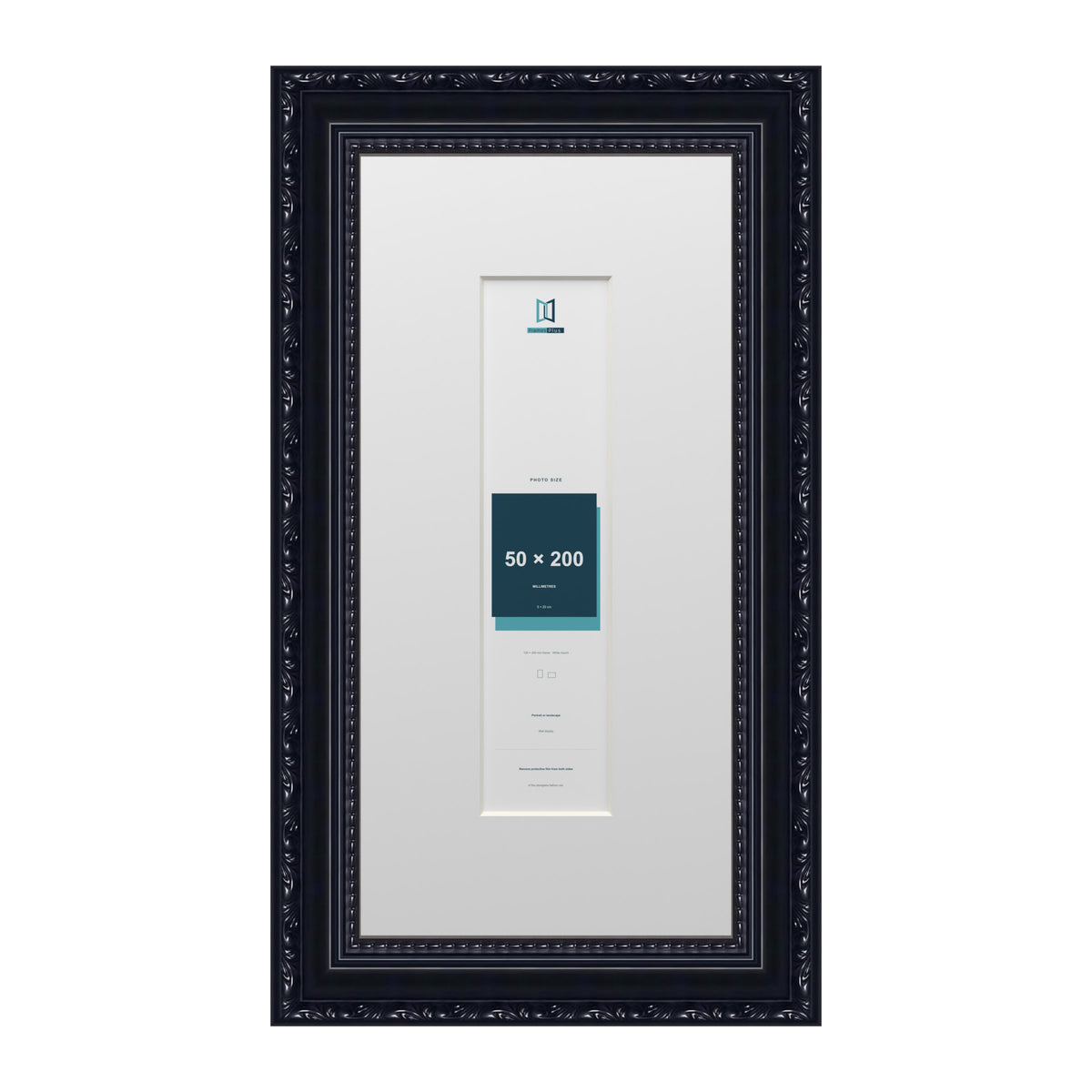 Louis Range Black Picture, Photo & Poster Frame with White Mount - 30x15cm Frame for 20x5cm Photo, Black