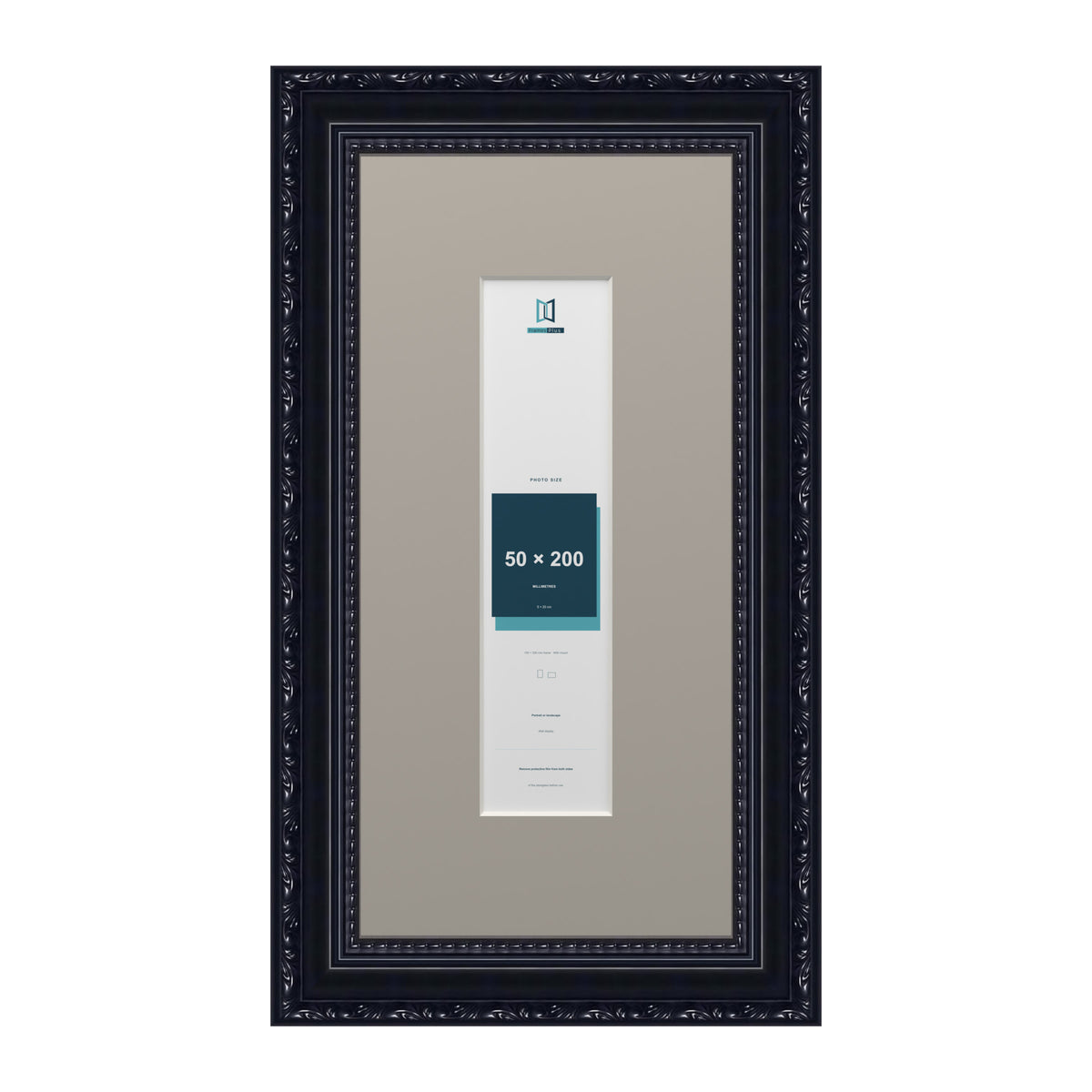 Louis Range Black Picture, Photo & Poster Frame with Dawn Grey Mount - 30x15cm Frame for 20x5cm Photo, Black