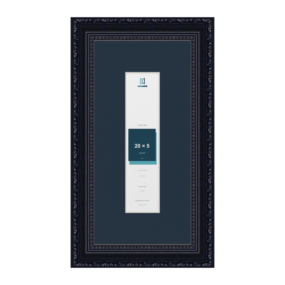 Louis Range Black Picture, Photo & Poster Frame with Pacific Blue Mount - 30x15cm Frame for 20x5cm Photo, Black