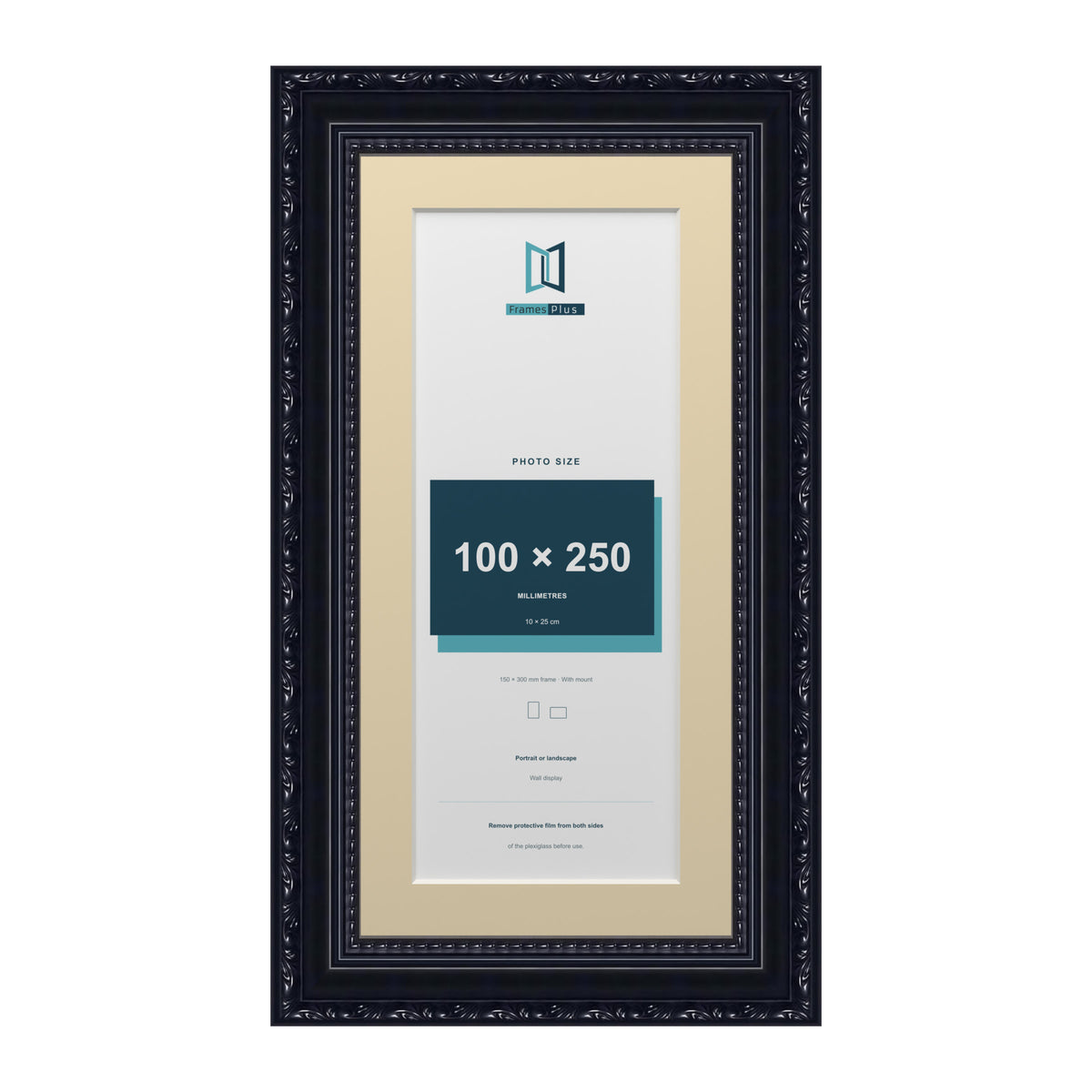 Louis Range Black Picture, Photo & Poster Frame with Ivory Mount - 30x15cm Frame for 25x10cm Photo, Black