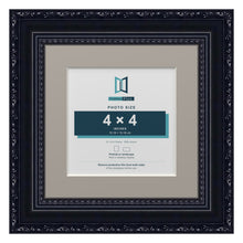 Louis Range Black Picture, Photo & Poster Frame with Dawn Grey Mount - 6x6" Frame for 4x4" Photo, Black