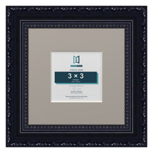 Louis Range Black Picture, Photo & Poster Frame with Dawn Grey Mount - 6x6" Frame for 3x3" Photo, Black