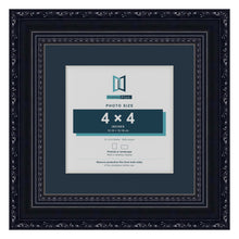 Louis Range Black Picture, Photo & Poster Frame with Pacific Blue Mount - 6x6" Frame for 4x4" Photo, Black