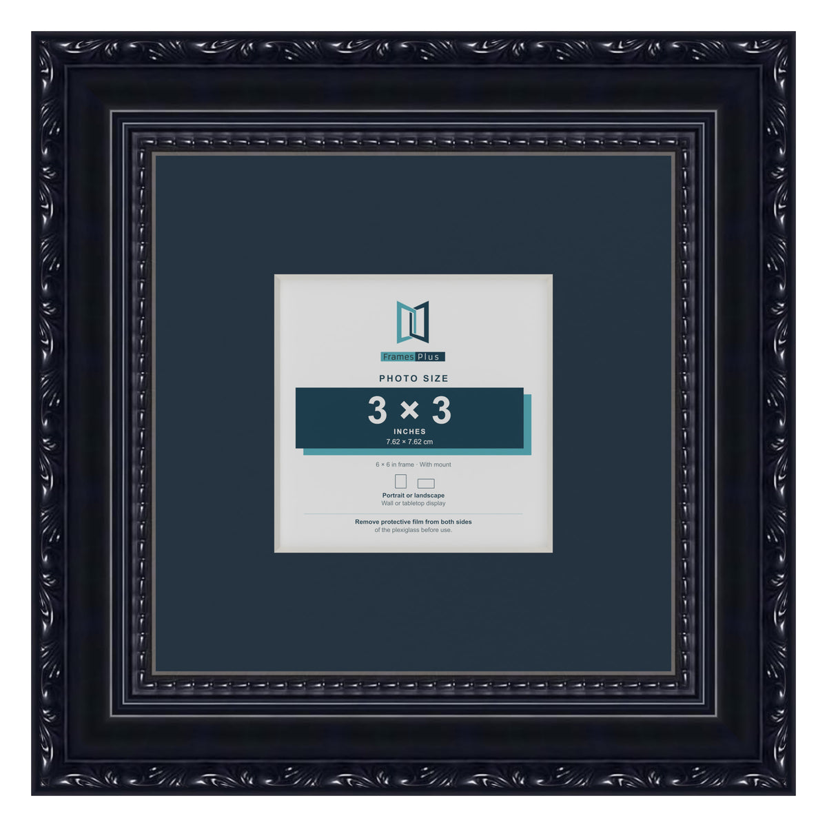 Louis Range Black Picture, Photo & Poster Frame with Pacific Blue Mount - 6x6" Frame for 3x3" Photo, Black