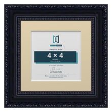 Louis Range Black Picture, Photo & Poster Frame with Ivory Mount - 6x6" Frame for 4x4" Photo, Black
