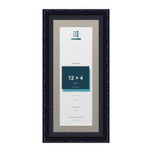 Louis Range Black Picture, Photo & Poster Frame with Dawn Grey Mount - 14x6" Frame for 12x4" Photo, Black