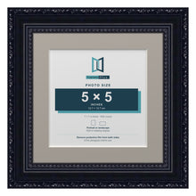 Louis Range Black Picture, Photo & Poster Frame with Dawn Grey Mount - 7x7" Frame for 5x5" Photo, Black