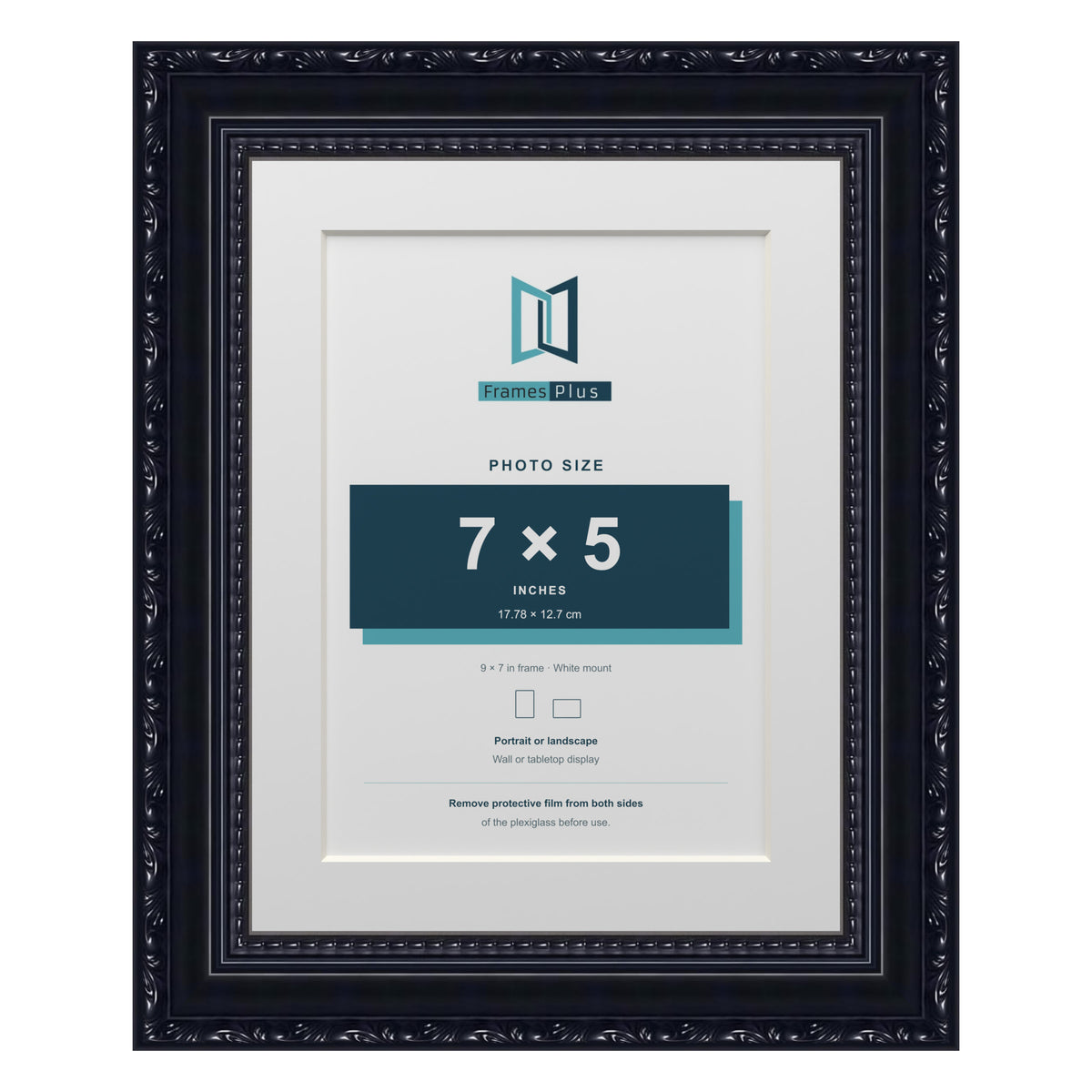 Louis Range Black Picture, Photo & Poster Frame with White Mount - 9x7" Frame for 7x5" Photo, Black