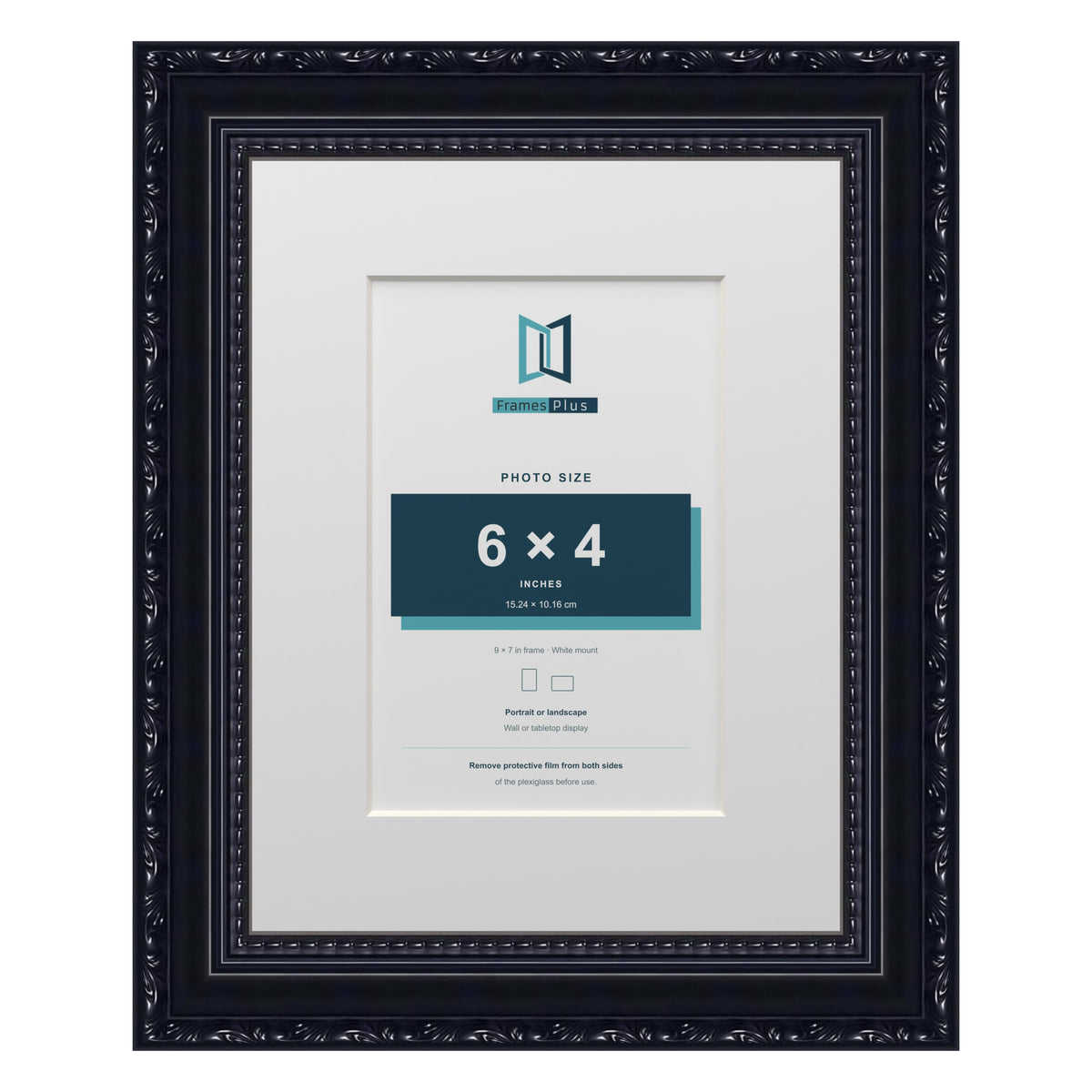 Louis Range Black Picture, Photo & Poster Frame with White Mount - 9x7" Frame for 6x4" Photo, Black
