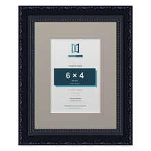 Louis Range Black Picture, Photo & Poster Frame with Dawn Grey Mount - 9x7" Frame for 6x4" Photo, Black