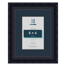 Louis Range Black Picture, Photo & Poster Frame with Pacific Blue Mount - 9x7" Frame for 6x4" Photo, Black