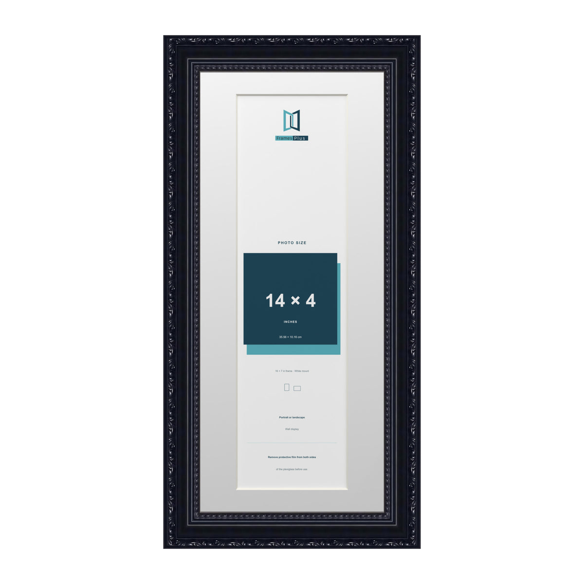 Louis Range Black Picture, Photo & Poster Frame with White Mount - 16x7" Frame for 14x4" Photo, Black