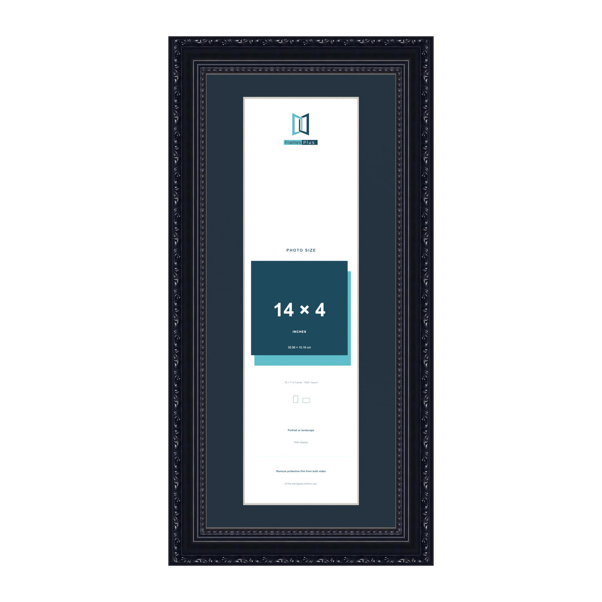 Louis Range Black Picture, Photo & Poster Frame with Pacific Blue Mount - 16x7" Frame for 14x4" Photo, Black