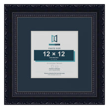 Louis Range Black Picture, Photo & Poster Frame with Pacific Blue Mount - 20x20cm Frame for 12x12cm Photo, Black