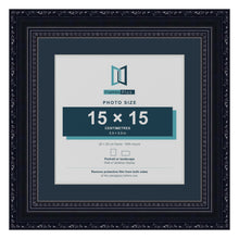 Louis Range Black Picture, Photo & Poster Frame with Pacific Blue Mount - 20x20cm Frame for 15x15cm Photo, Black
