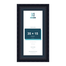Louis Range Black Picture, Photo & Poster Frame with Pacific Blue Mount - 40x20cm Frame for 35x15cm Photo, Black